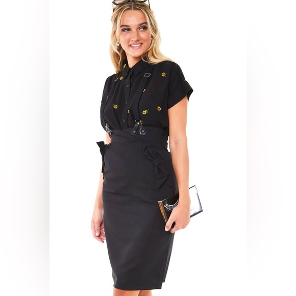 🍄HOST PICK🍄Voodoo Vixen Nadia Bow Pocket Suspender Pencil Skirt, US Size 12/14 - Picture 1 of 5